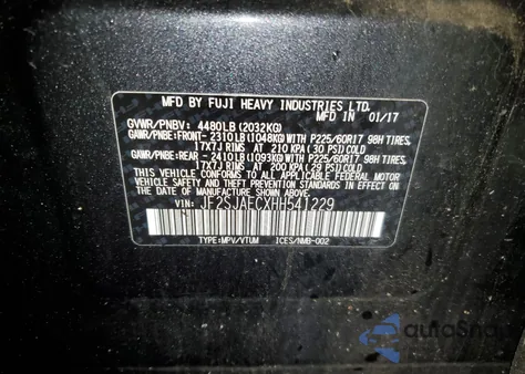 2017 Subaru Forester 2.5I Premium z USA, uszkodzony, nr VIN JF2SJAECXHH541229